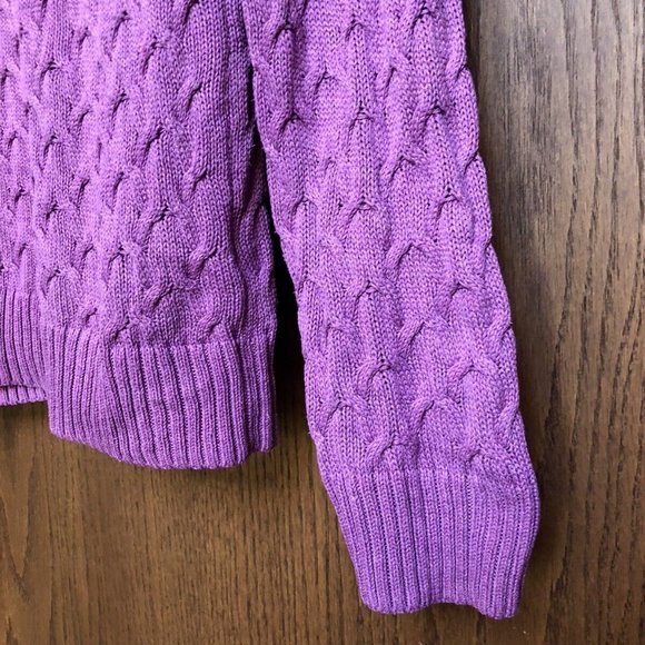 Croft & Barrow Women's Cable Knit Ribbed Turtleneck Sweater Medium Purple Cotton - Picture 12 of 15